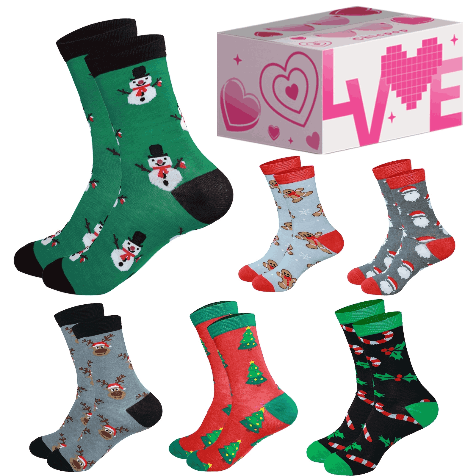 6 Pairs Christmas Elf Socks  Knee High Novelty Green Red Striped Elf Socks, One Size Fits Most，cotton socks in NJ