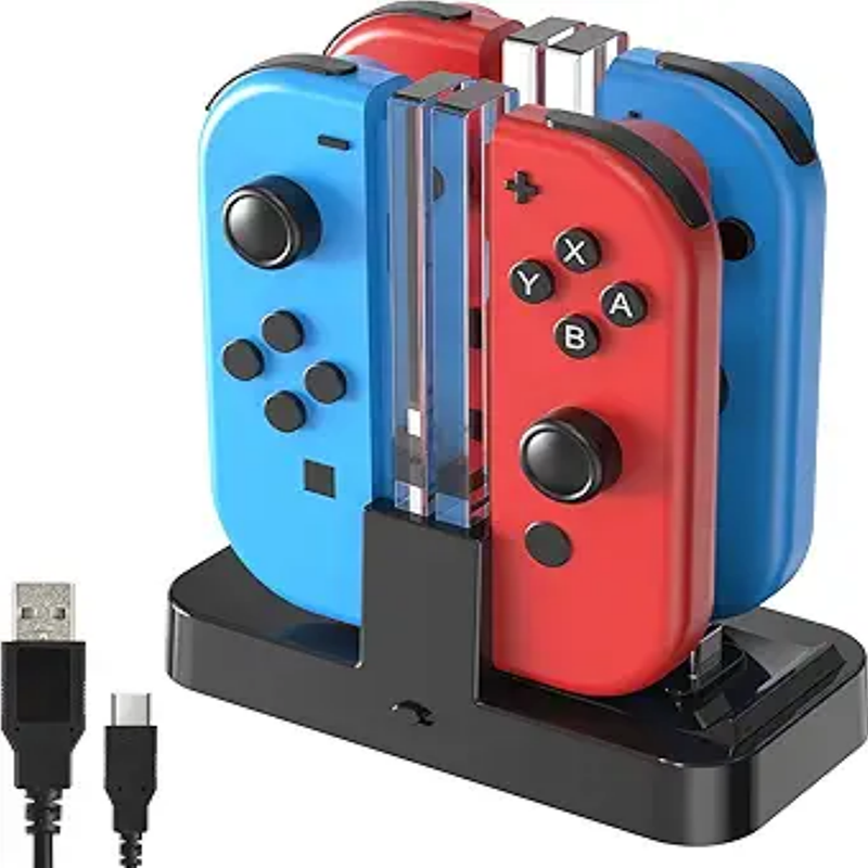 4-in-1 Gaming Accessory Bundle: Dual Charging Dock for PS5/Switch Joy-Con, Pro Controller Charger & Protective Case Grips - Ultimate Power Station