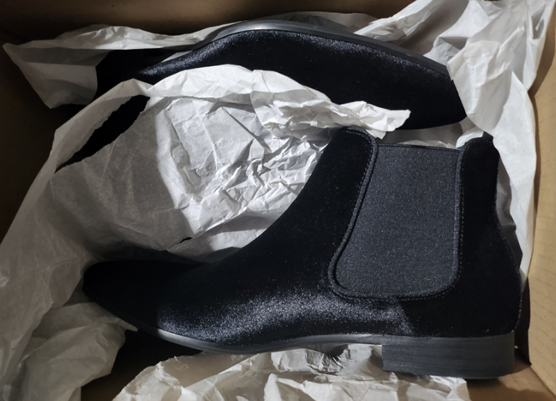 JEDER'S Men's Velvet Chelsea Boots, Stylish Slip-On Ankle Boots with Warm Lining, Fashion Mid-Top Dress Boots (Red/Black/Purple/Green)