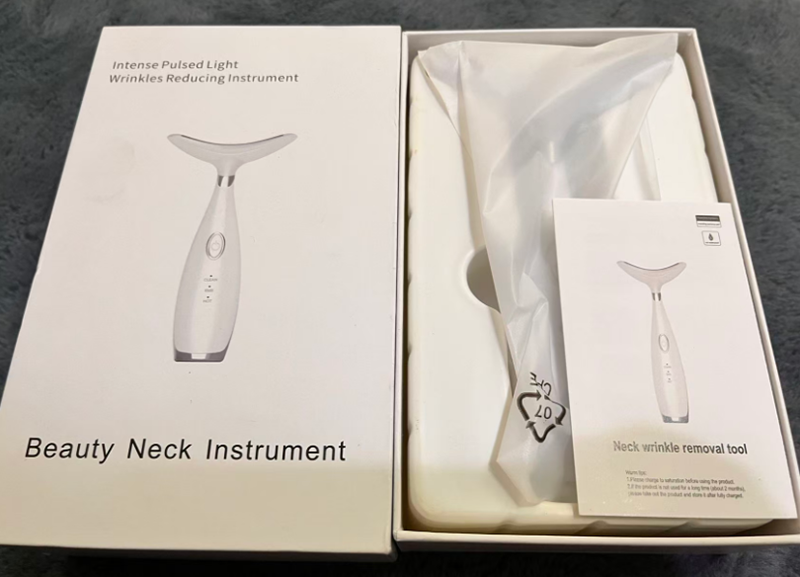Electric Neck Face Beauty Device, IPL Wrinkle Removing Instrument for Skin Tightening & Lifting, 3 Modes Sonic Vibration Massager