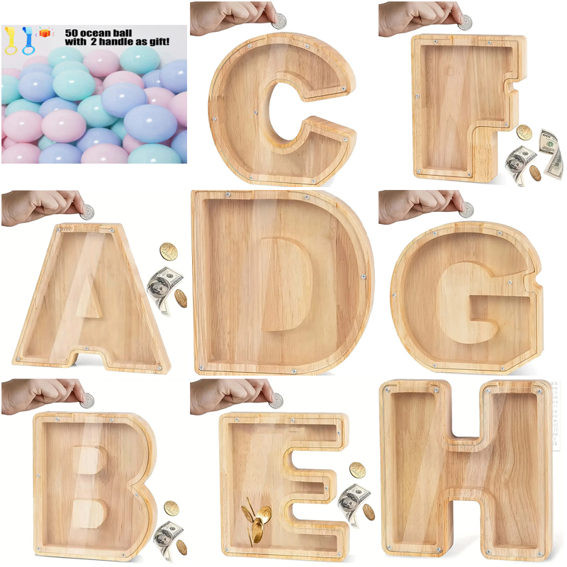 Alphabet Wooden Piggy Bank & Creative Kids Toys Collection - Personalized Money Saving Box - Wholesale Liquidation Special.