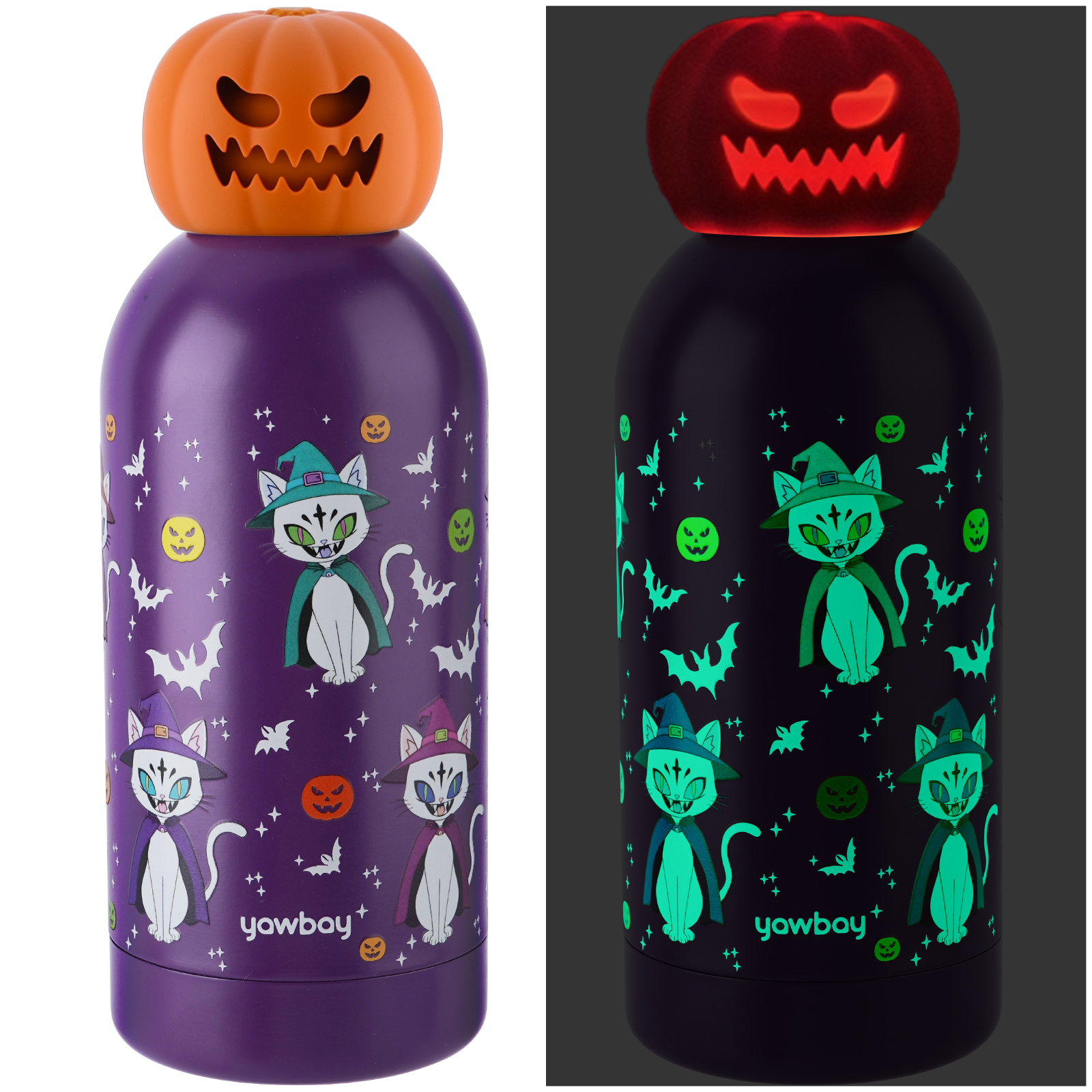 Insulated Water Bottle, 12 oz Stainless Steel Glow in the Dark Water Bottle, Tumbler Drinking Bottles Cute Thanksgiving Christmas Holiday Gift for Friend Her Him